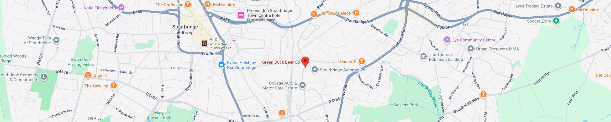 Google Map to Green Duck Brewery